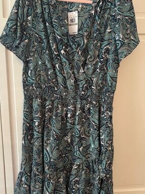 Michael Kors Blue Ruffle Hem Dress 1X NWT